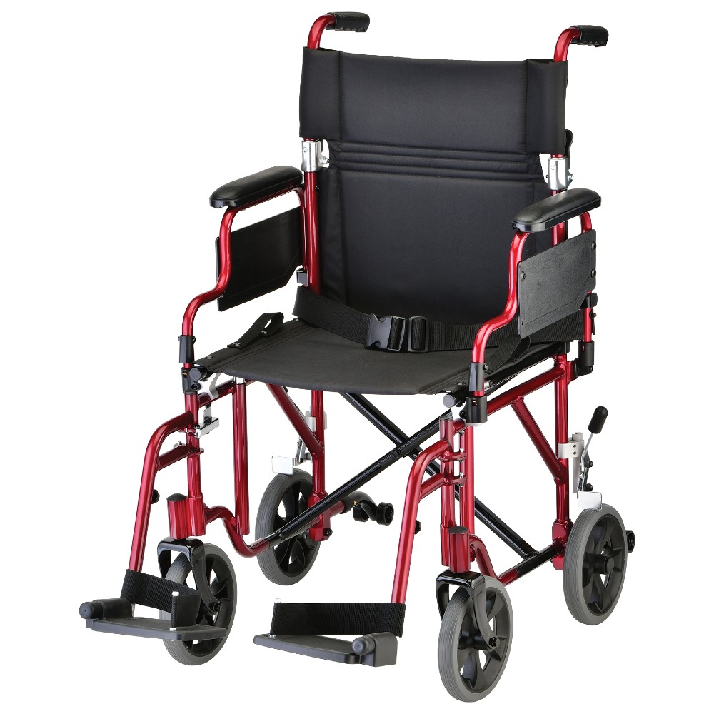 Transport Chair- 19 Inch Lightweight Red